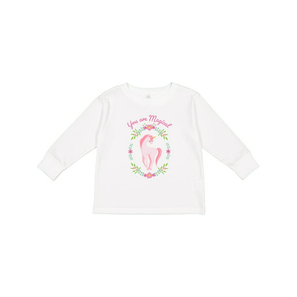 Baby Girl Cream Long Sleeve T Shirt with Unicorn & “You are Magical” detail